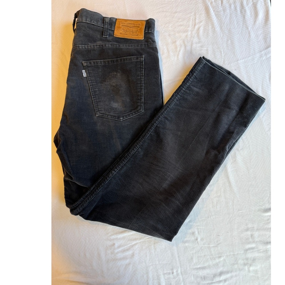 Levi's Mens Charcoal Gray Corduroy Straight Leg Pants Hemmed 37W 30L